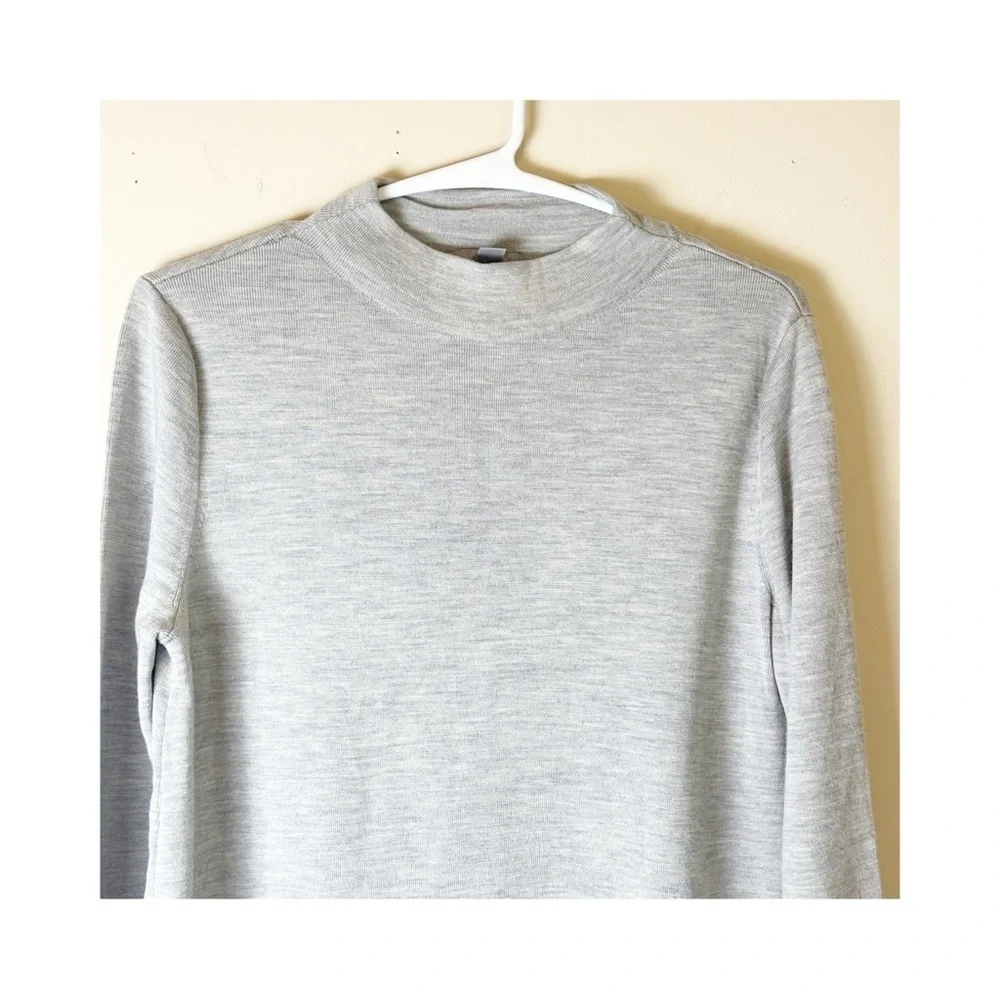COS Light Gray Wool Mock Neck Tunic Sweater Size S